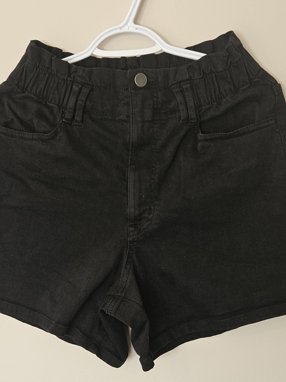 High-Rise Black Paperbag Waist Women's Shorts